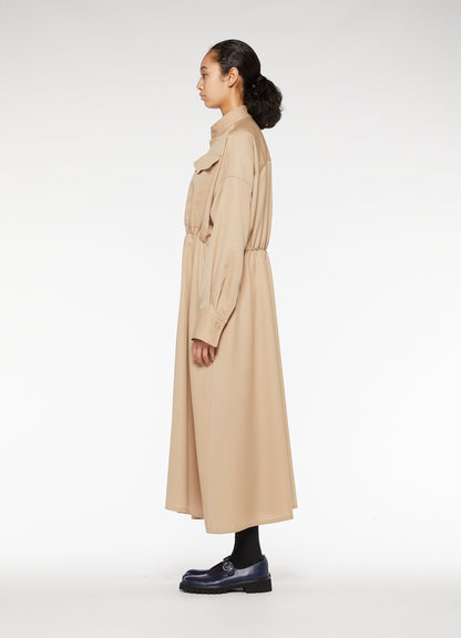 Y'sPINK WOOL MOHAIR GABARDINE GATHER DRESS