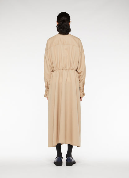 Y'sPINK WOOL MOHAIR GABARDINE GATHER DRESS