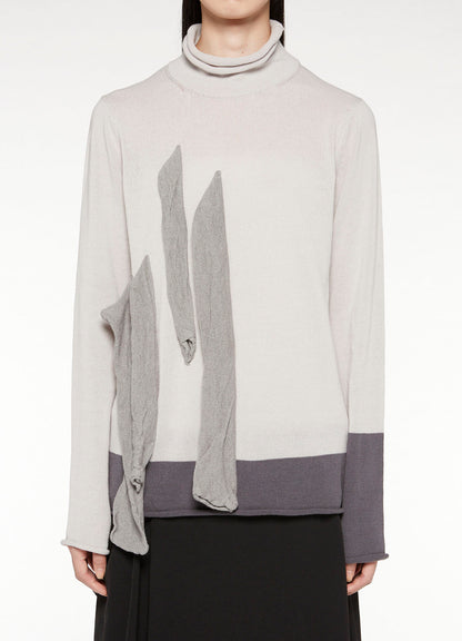 FRONT SLANT DESINED LAYERED NECK KNIT