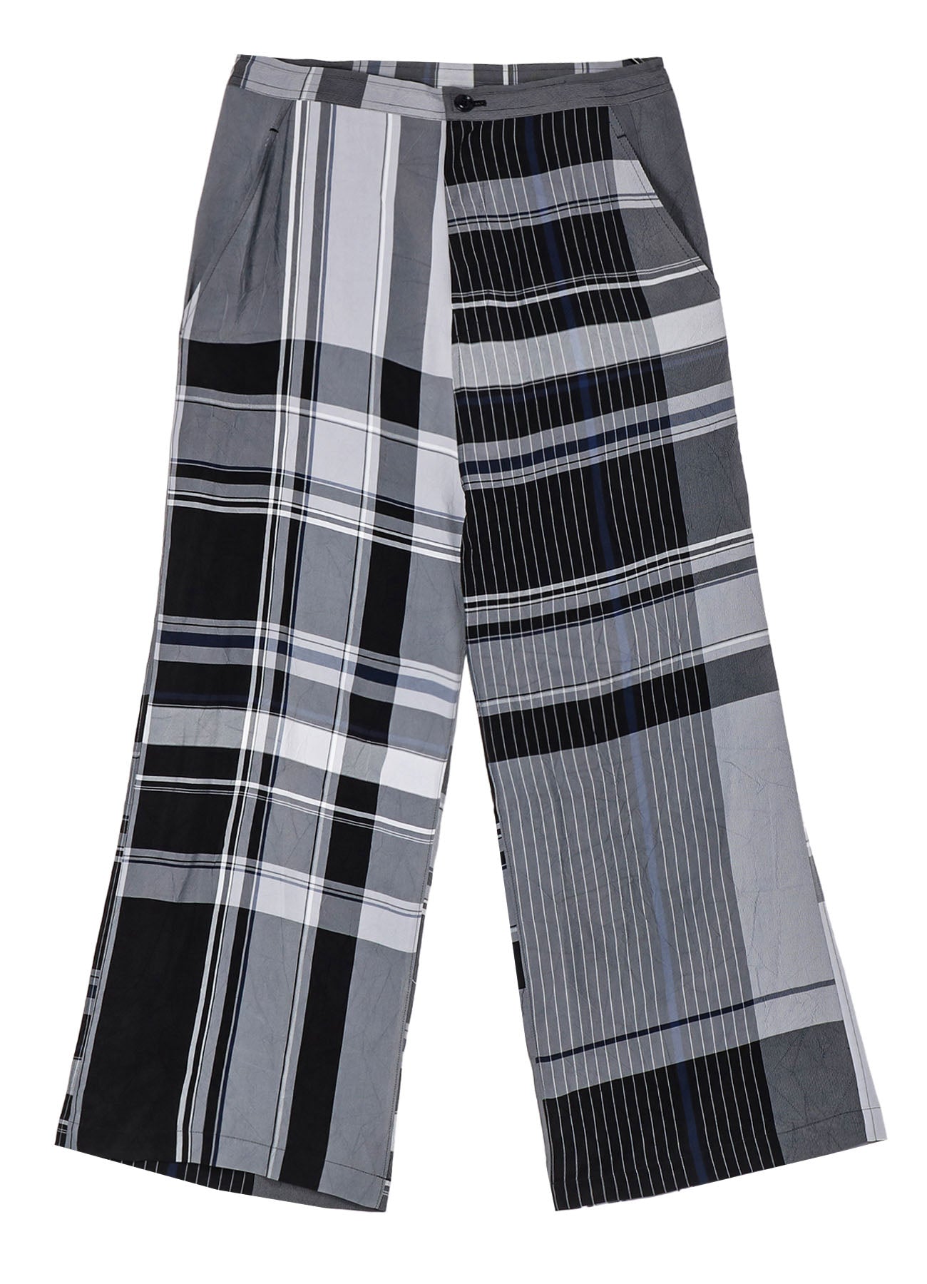 RAYON WRINKLED PLAID PANTS