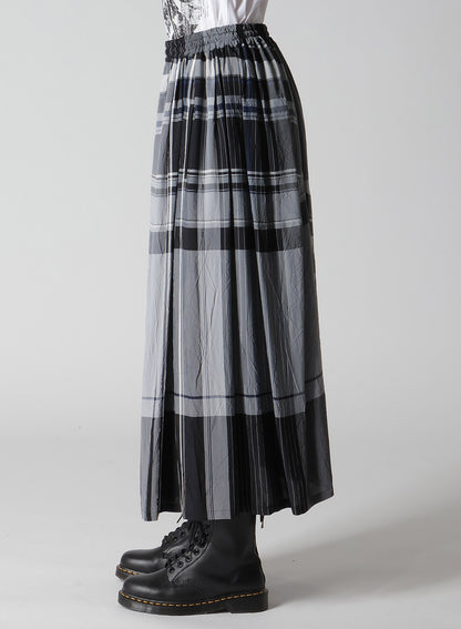 RAYON WRINKLED PLAID SKIRT