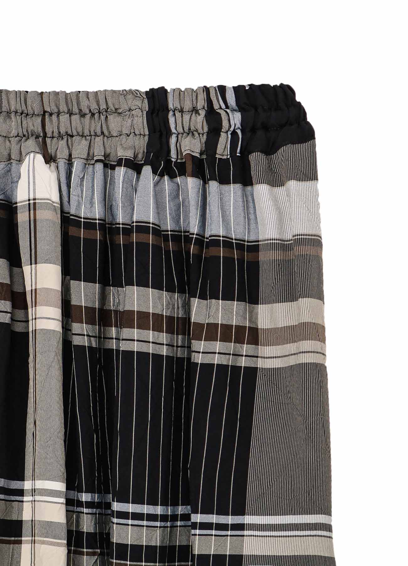 RAYON WRINKLED PLAID SKIRT