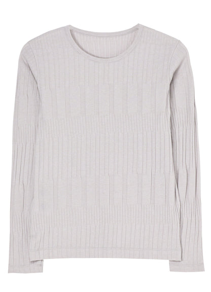 40/ COTTON HARD TWISTED WRINKLED RIBBED LONG SLEEVE T