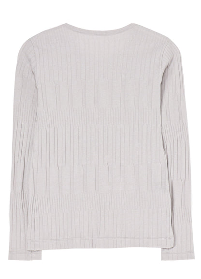 40/ COTTON HARD TWISTED WRINKLED RIBBED LONG SLEEVE T