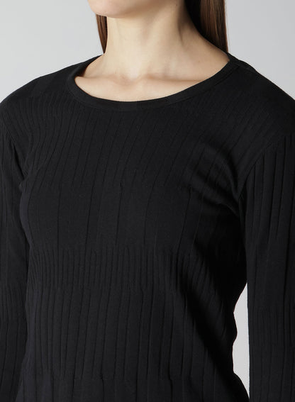 40/ COTTON HARD TWISTED WRINKLED RIBBED LONG SLEEVE T