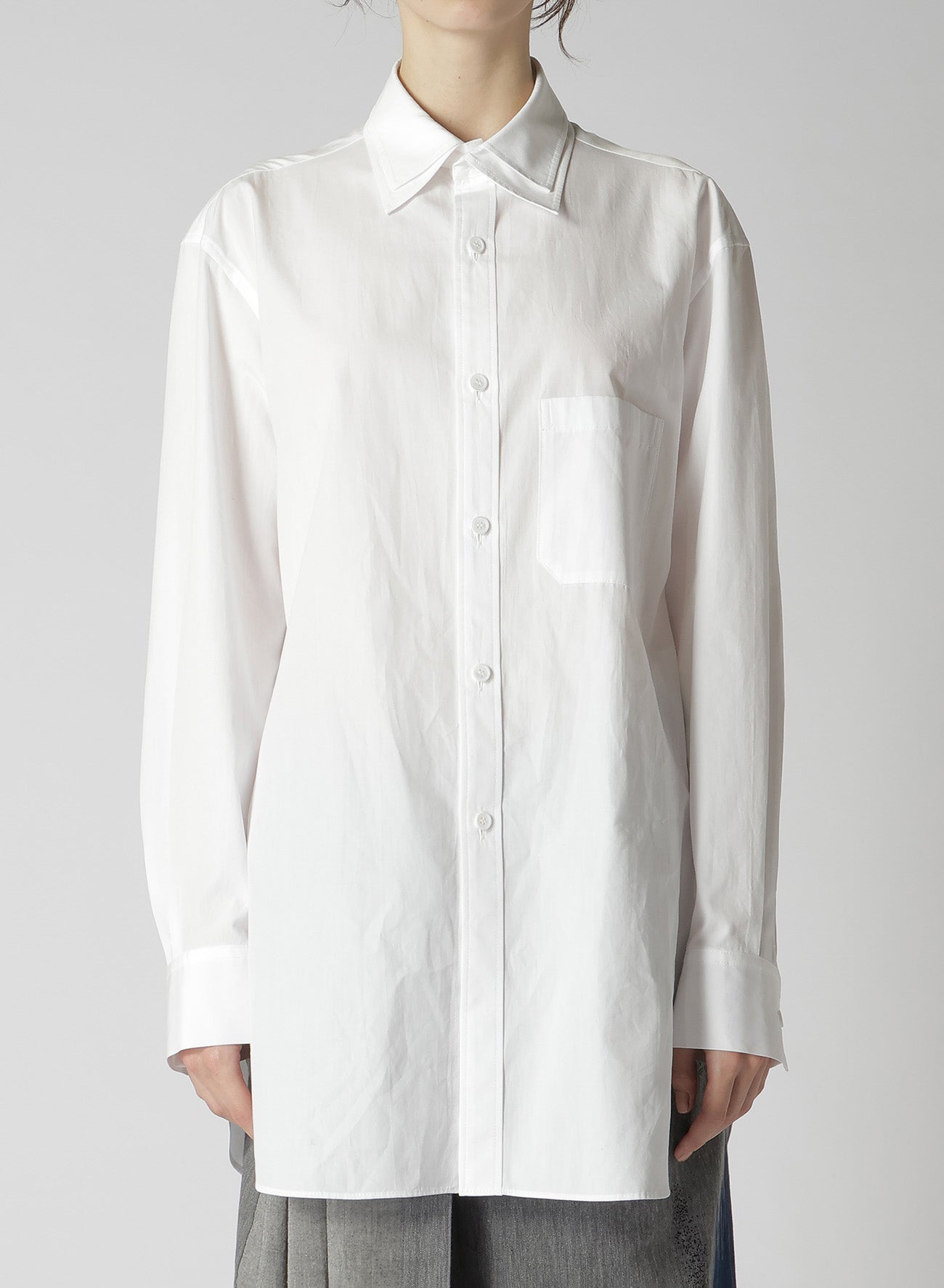 COTTON BROADCLOTH DOUBLE COLLAR SHIRT