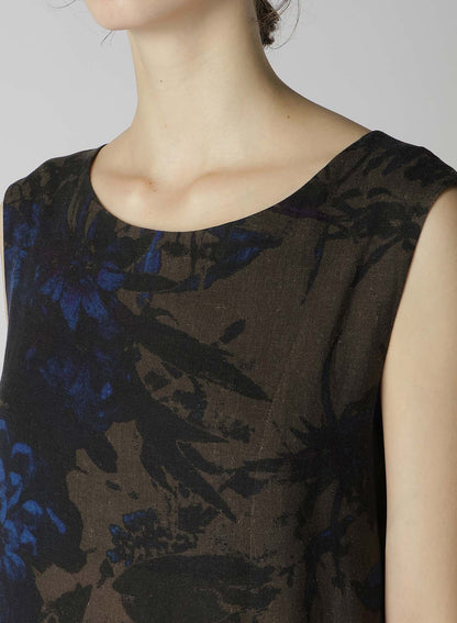 WITHERING FLOWER FRONT SLIT LONG BLOUSE