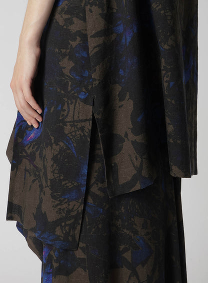 WITHERING FLOWER FRONT SLIT LONG BLOUSE