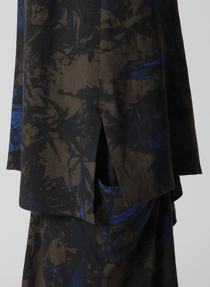 WITHERING FLOWER FRONT SLIT LONG BLOUSE