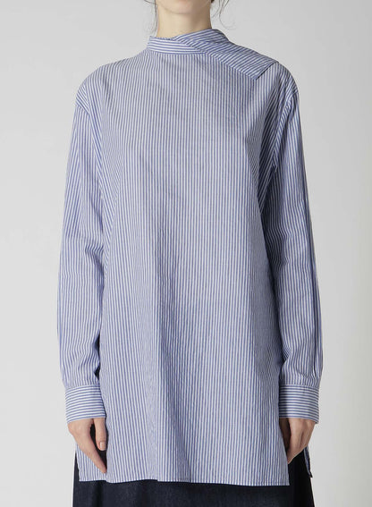 COTTON STRIPE BACK TIE BLOUSE