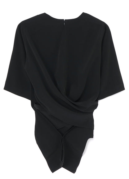 TRIACETATE/POLYESTER WAIST WRAP BLOUSE