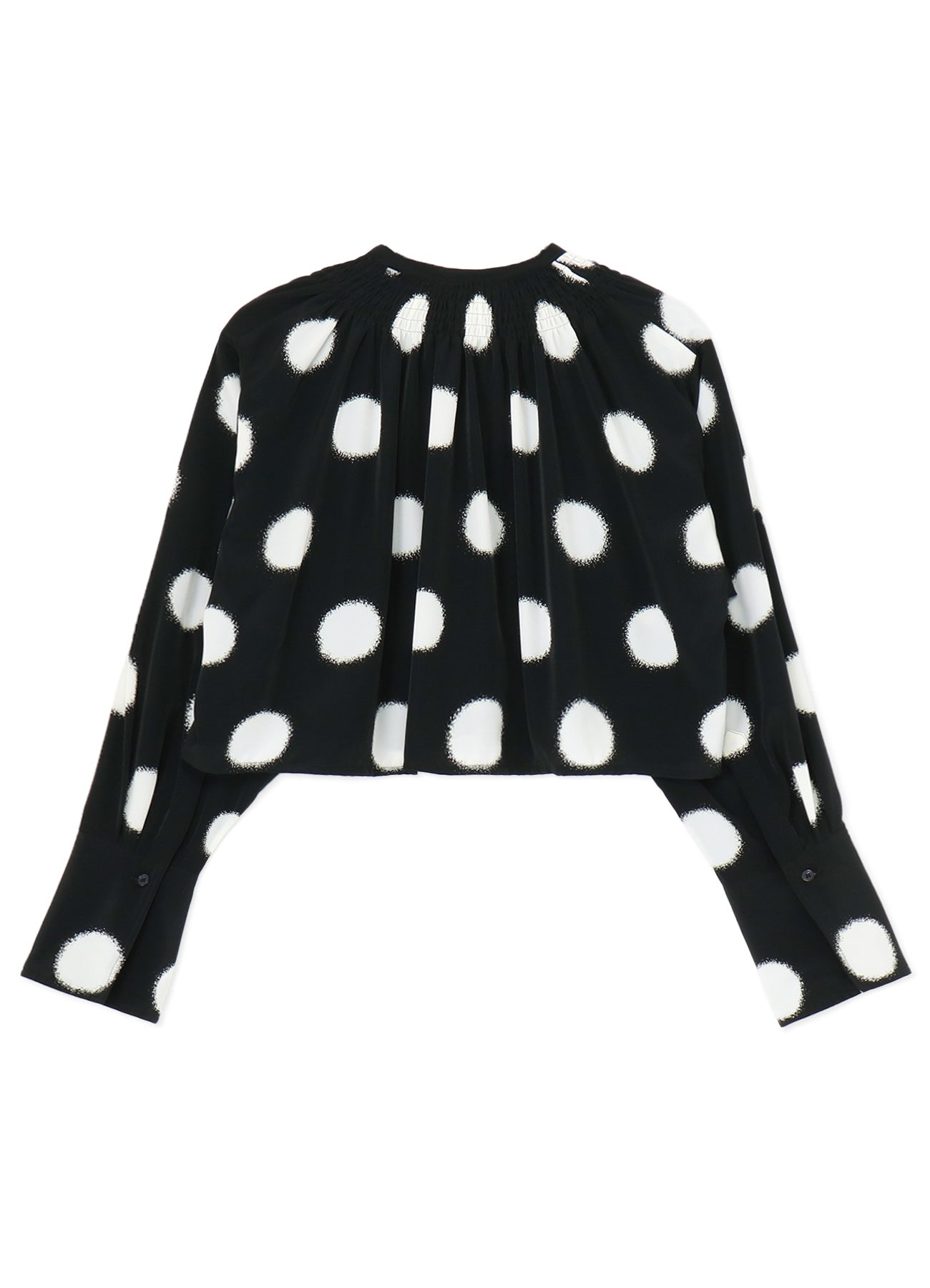 LARGE POLKA DOT CRAPE DE CHINE GATHERED BLOUSE