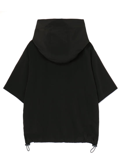 TRIACETATE/POLYESTER HOODED HALF SLEEVE PULLOVER