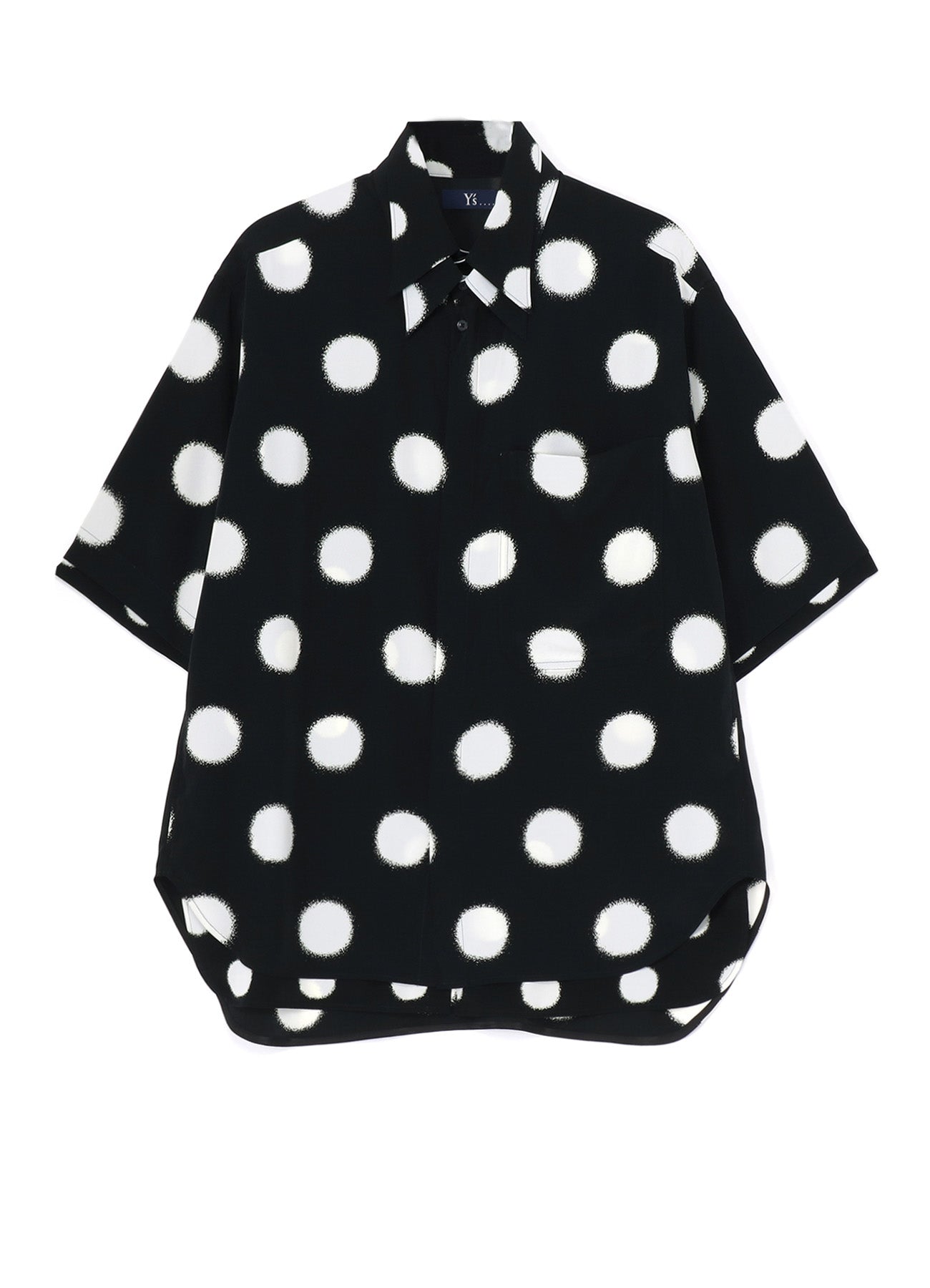 LARGE POLKA DOT CRAPE DE CHINE DOUBLE LAYERED HALF SLEEVE SHIRT