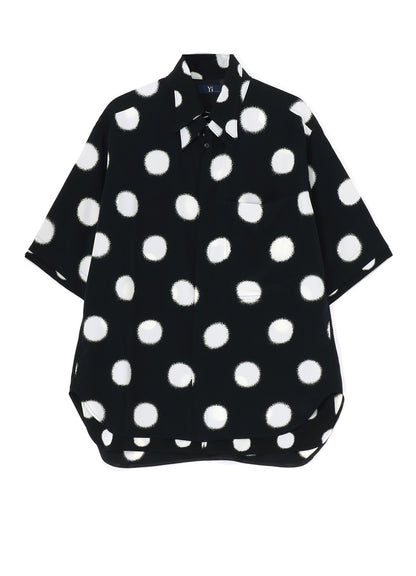 LARGE POLKA DOT CRAPE DE CHINE DOUBLE LAYERED HALF SLEEVE SHIRT