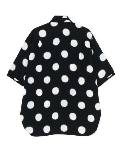 LARGE POLKA DOT CRAPE DE CHINE DOUBLE LAYERED HALF SLEEVE SHIRT