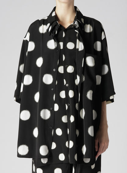 LARGE POLKA DOT CRAPE DE CHINE DOUBLE LAYERED HALF SLEEVE SHIRT