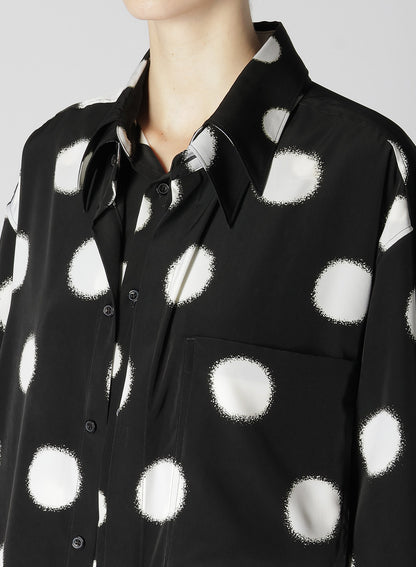 LARGE POLKA DOT CRAPE DE CHINE DOUBLE LAYERED HALF SLEEVE SHIRT