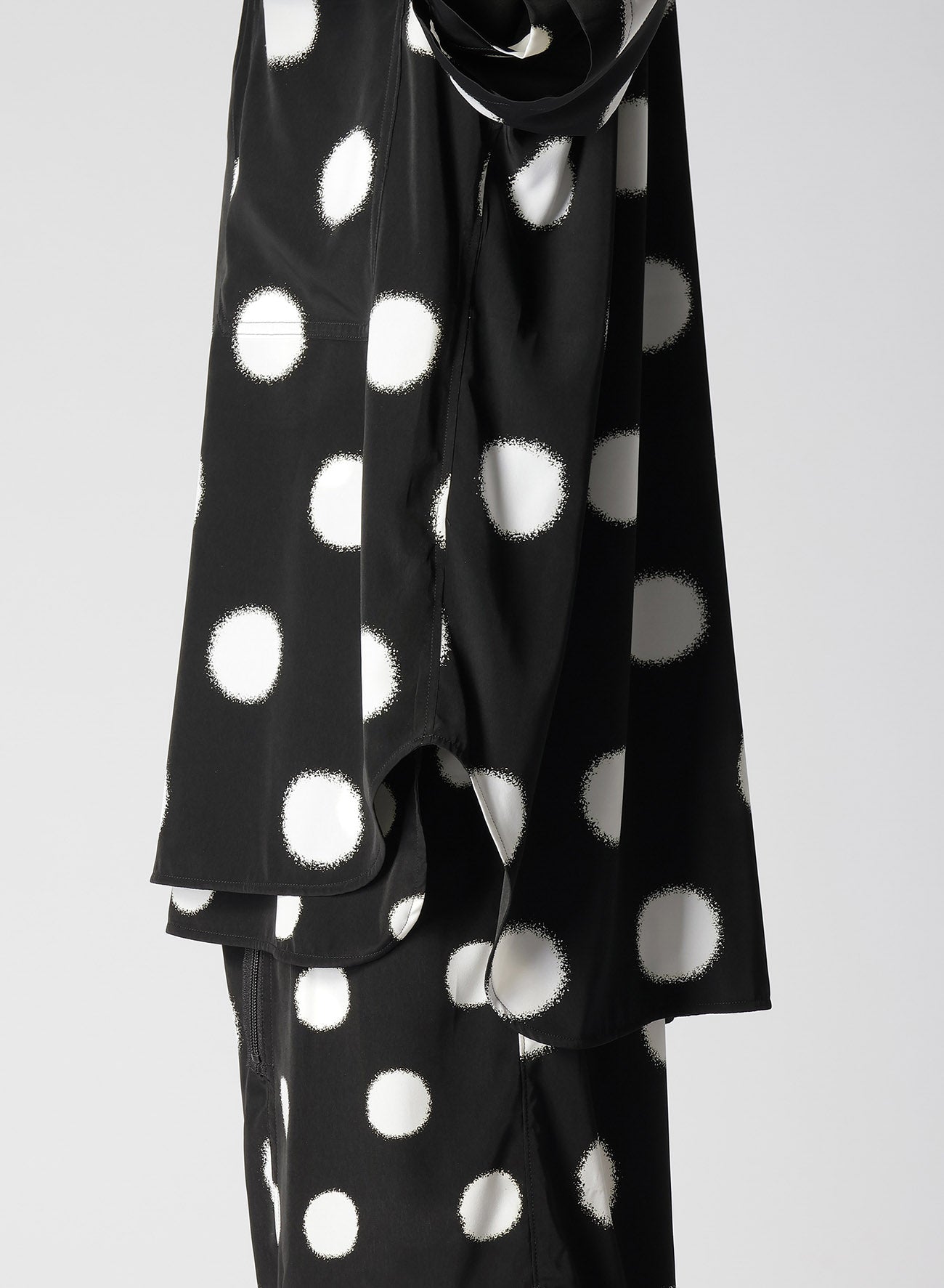 LARGE POLKA DOT CRAPE DE CHINE DOUBLE LAYERED HALF SLEEVE SHIRT