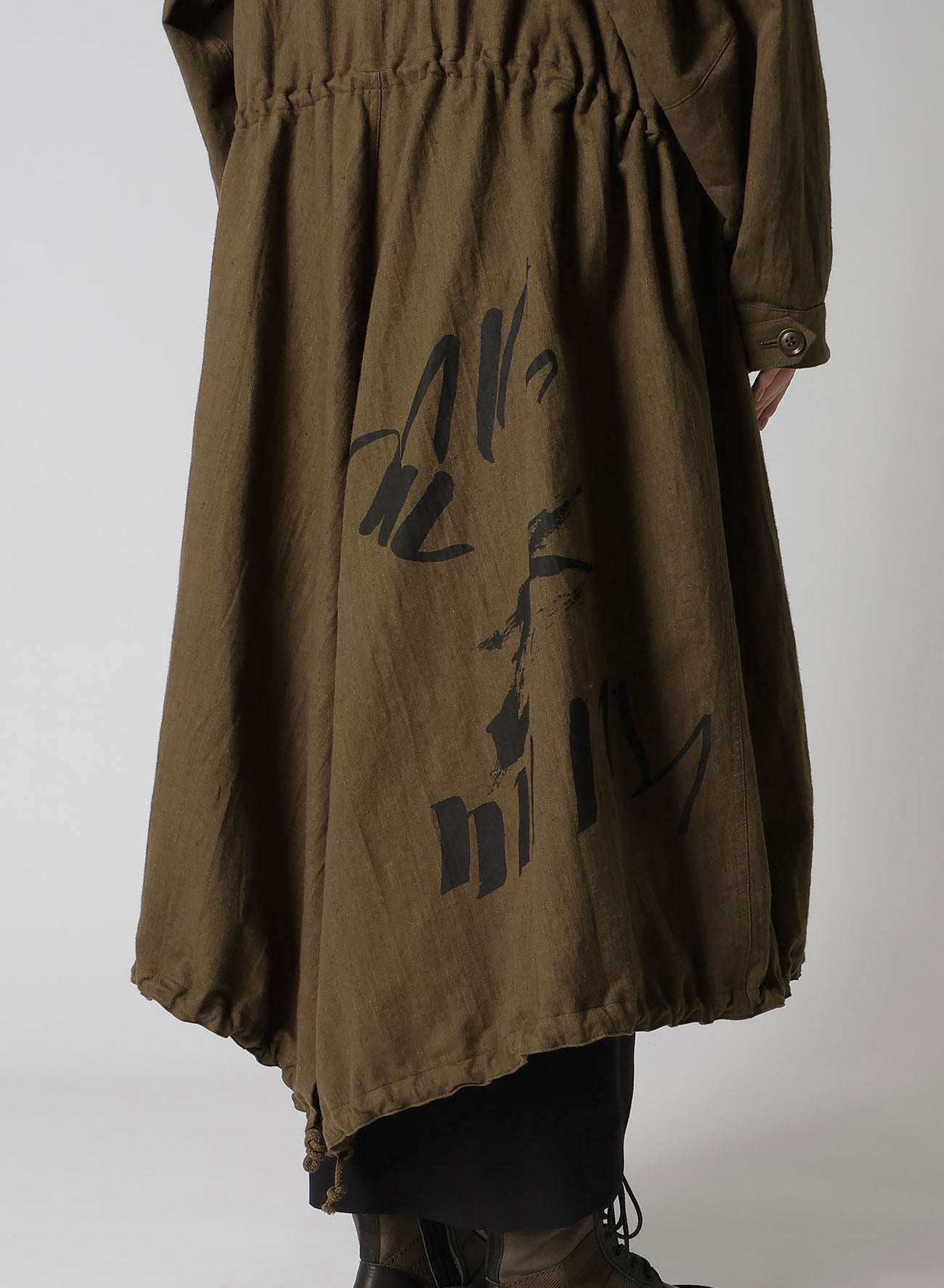 COTTON/LINEN MOLE SKIN RANDOM DRAWING PRINTED PARKA