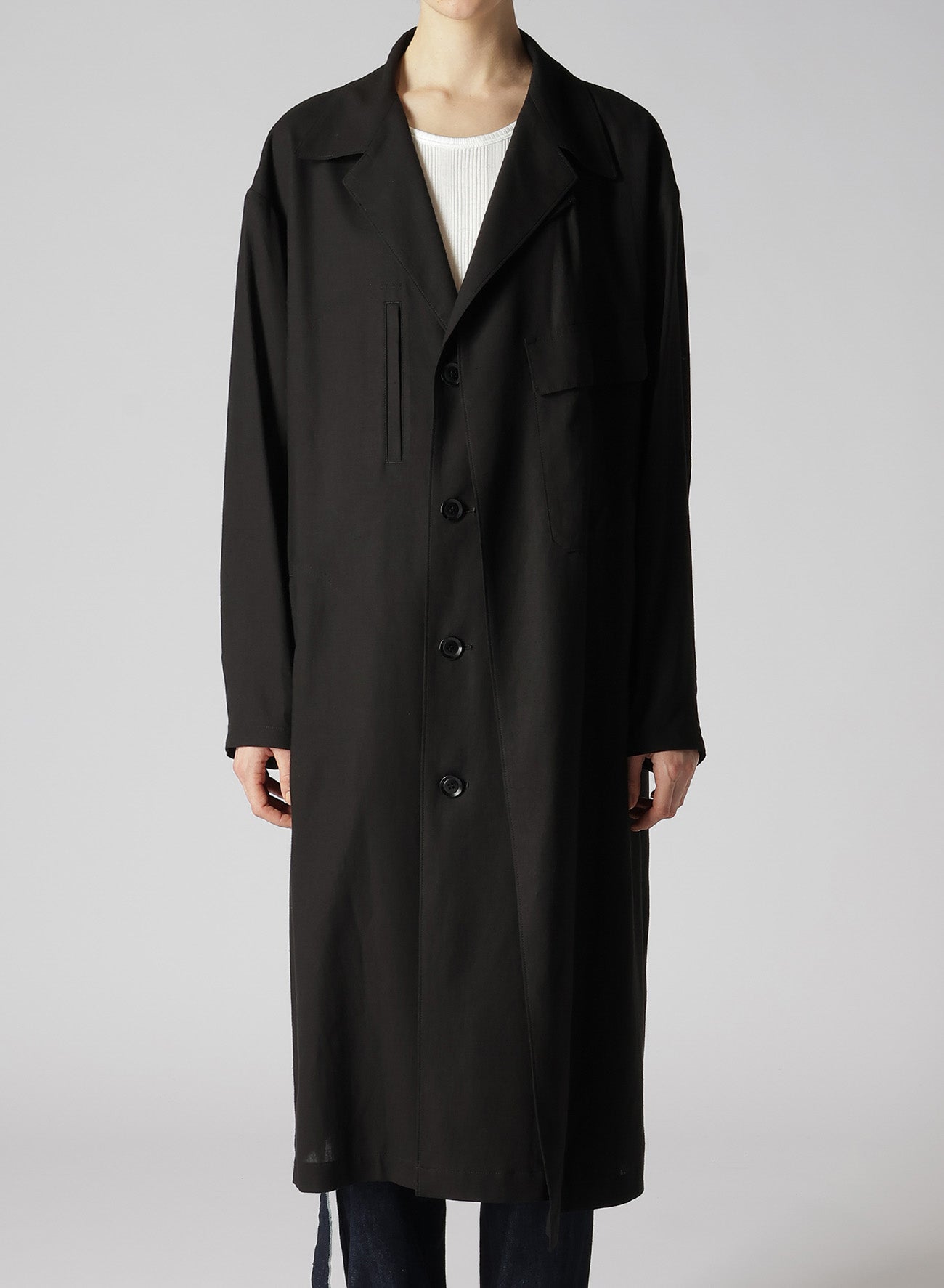 RAYON LINEN LEFT FRONT DOUBLE LAYERED COAT