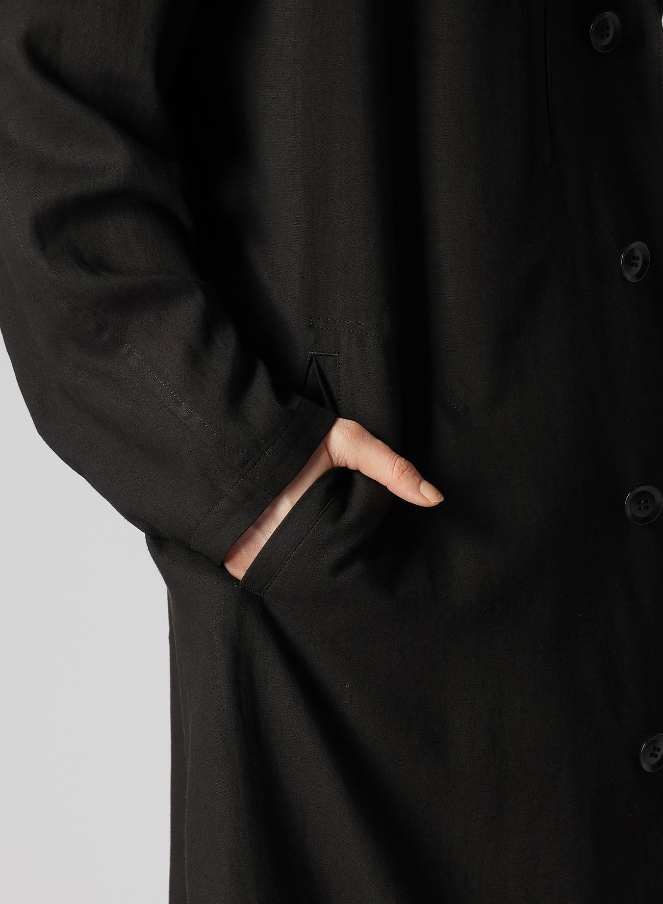 RAYON LINEN LEFT FRONT DOUBLE LAYERED COAT