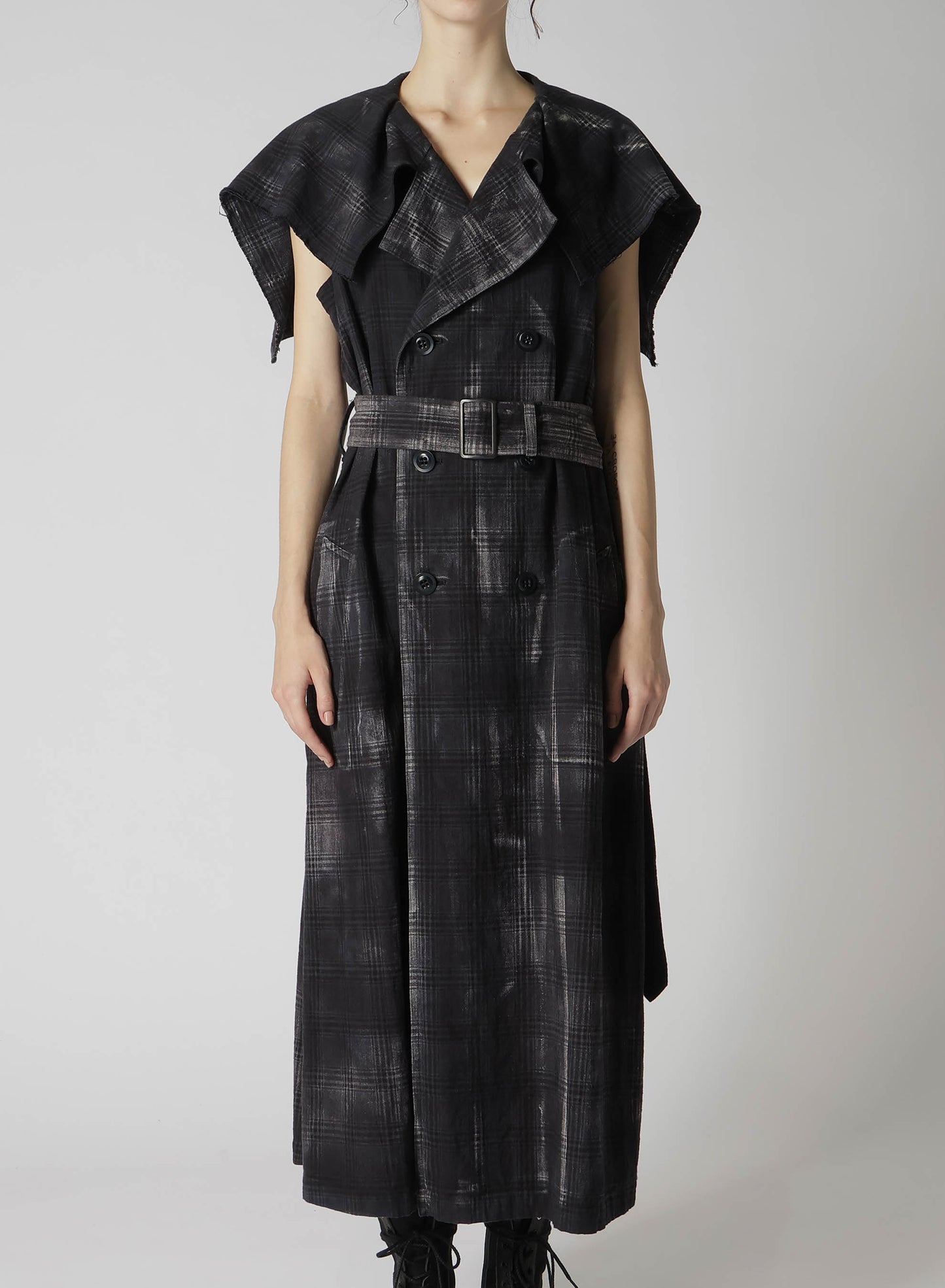 GLEN CHECK SAILOR COLLAR COAT