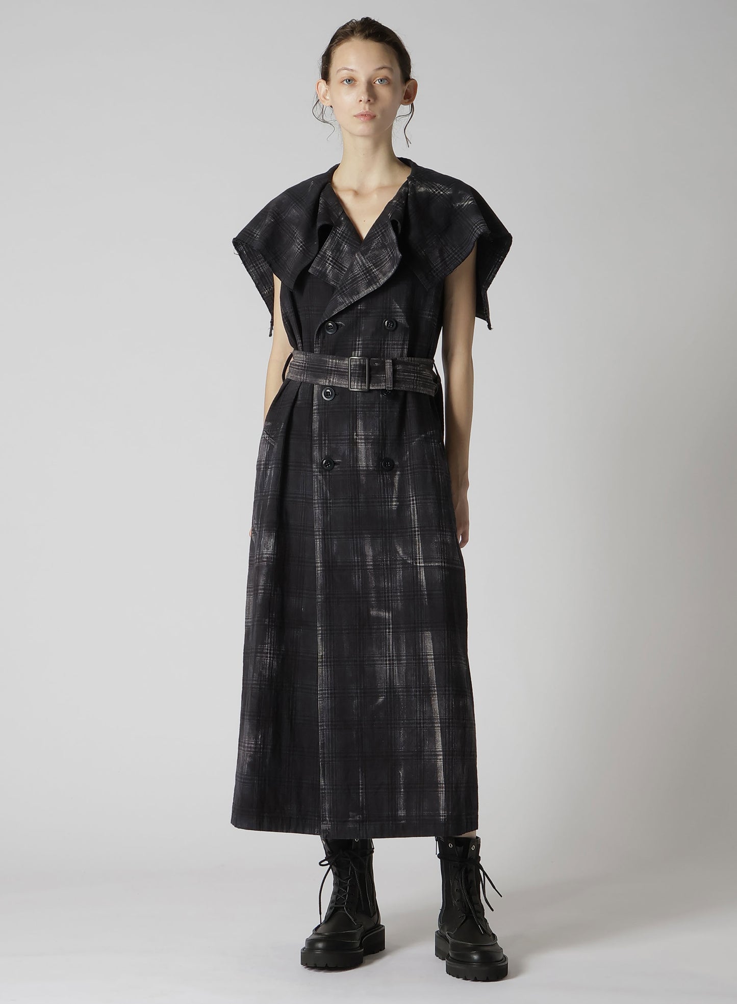 GLEN CHECK SAILOR COLLAR COAT
