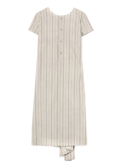 COTTON STRIPE INK DYED BACK TIE DRESS