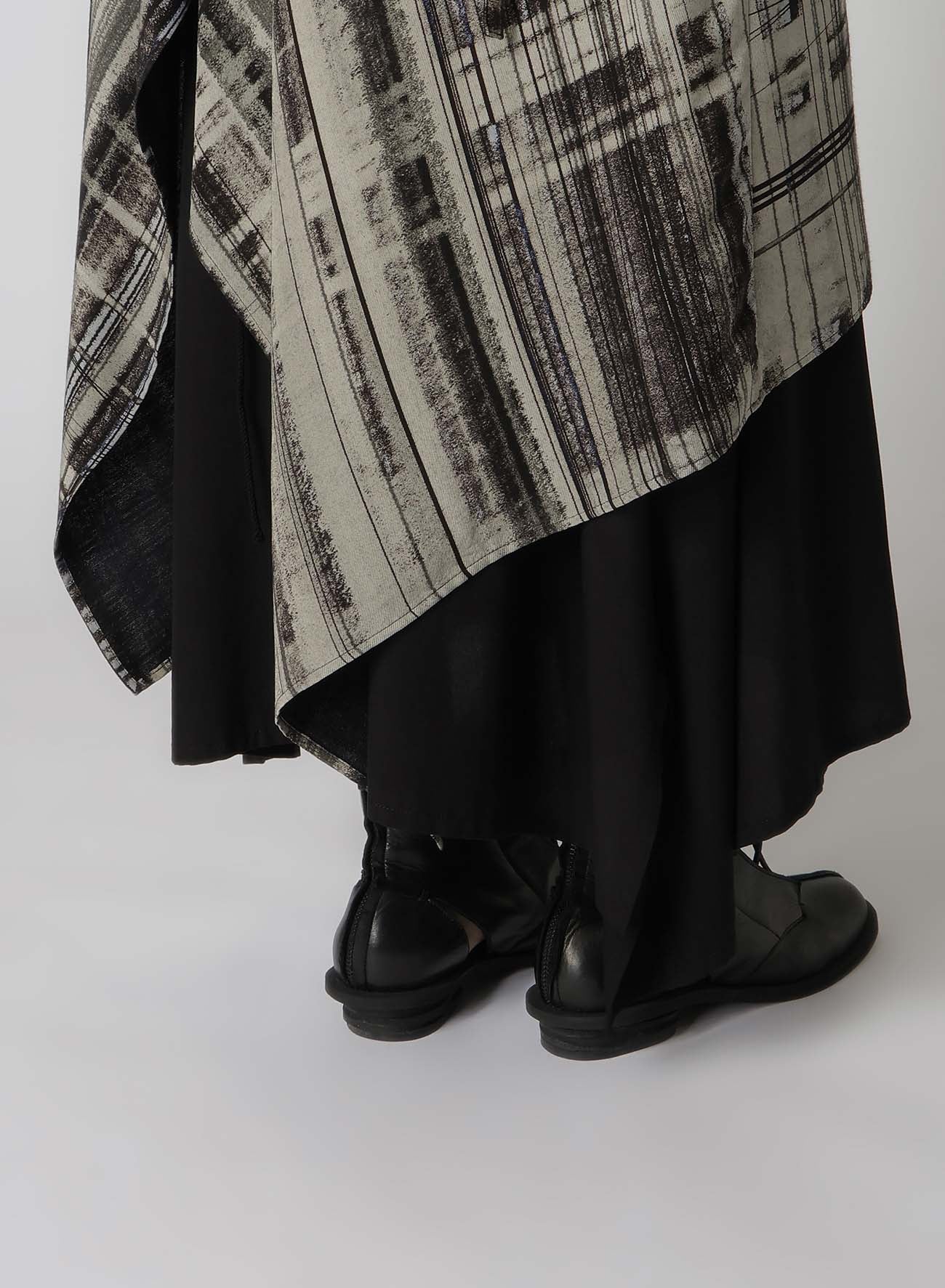 HAND DRAWING PLAID PRINT LACE UP DRESS