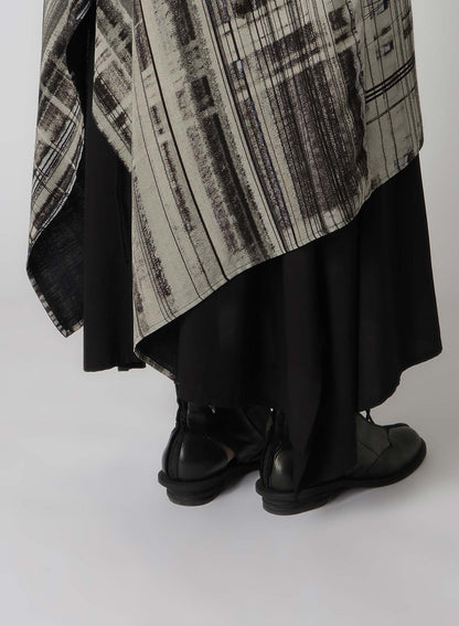 HAND DRAWING PLAID PRINT LACE UP DRESS