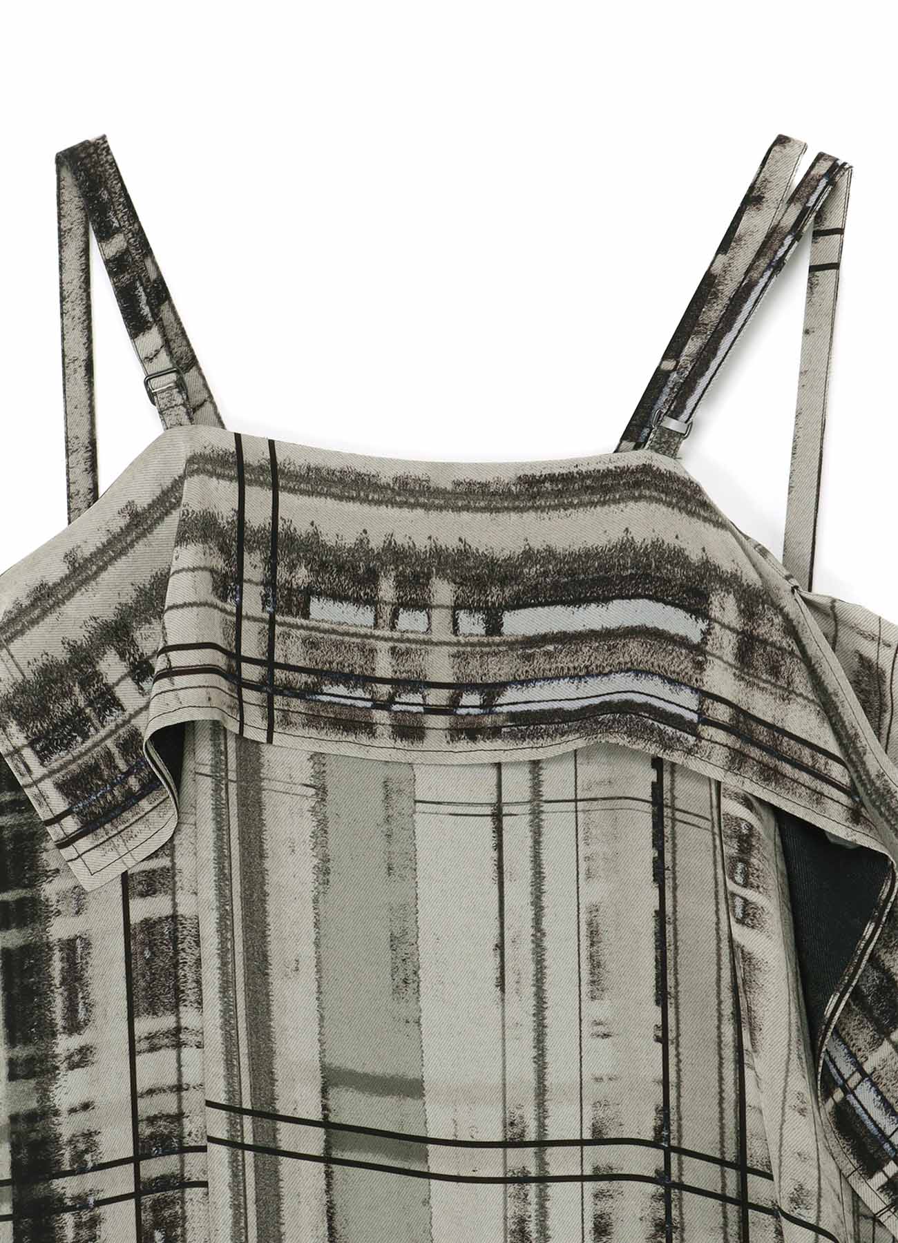 HAND DRAWING PLAID PRINT LACE UP DRESS