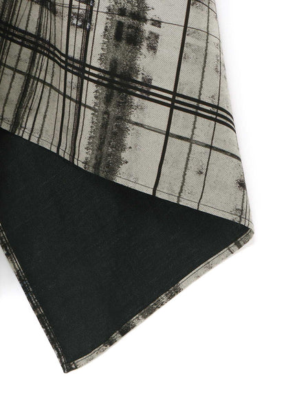 HAND DRAWING PLAID PRINT LACE UP DRESS