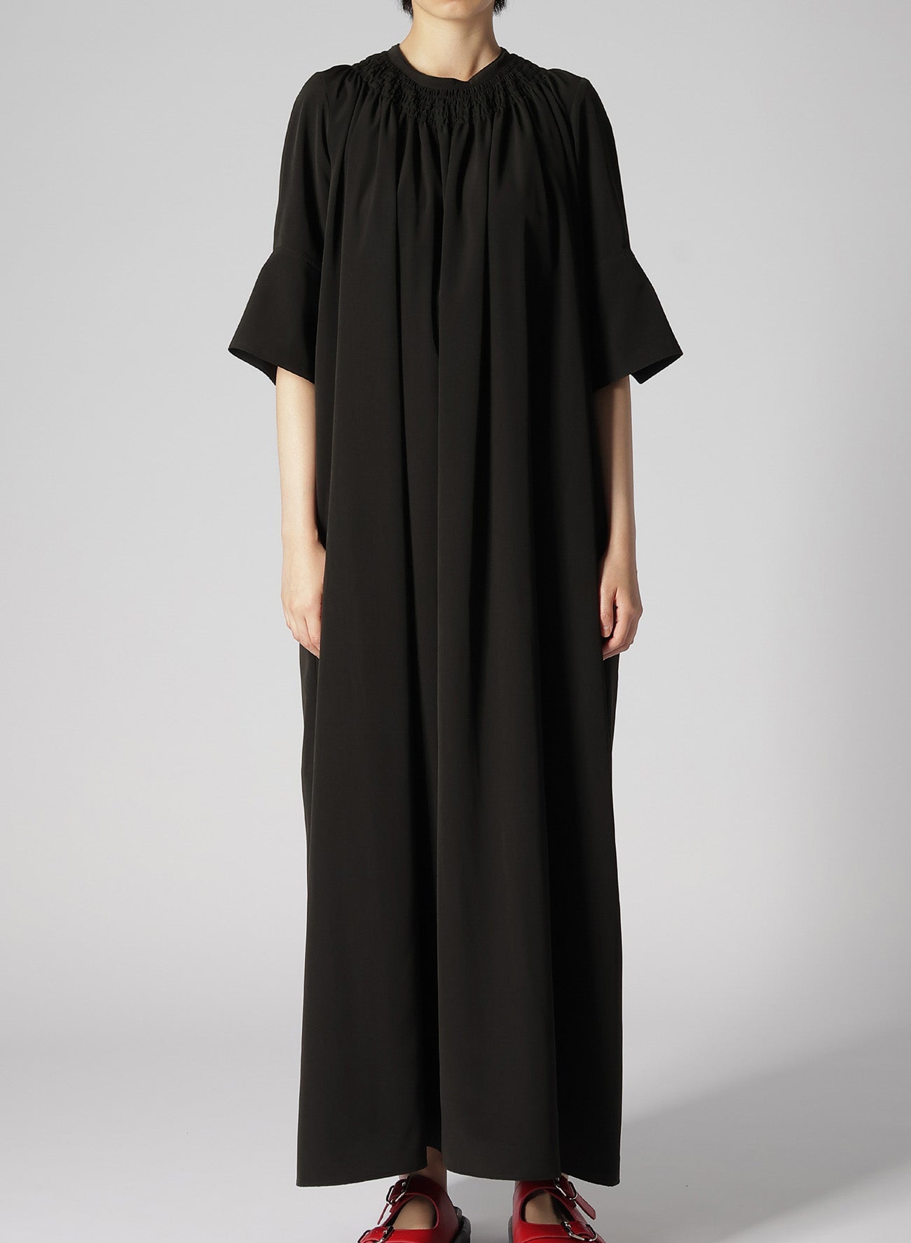 TRIACETATE/POLYESTER GATHERED DRESS