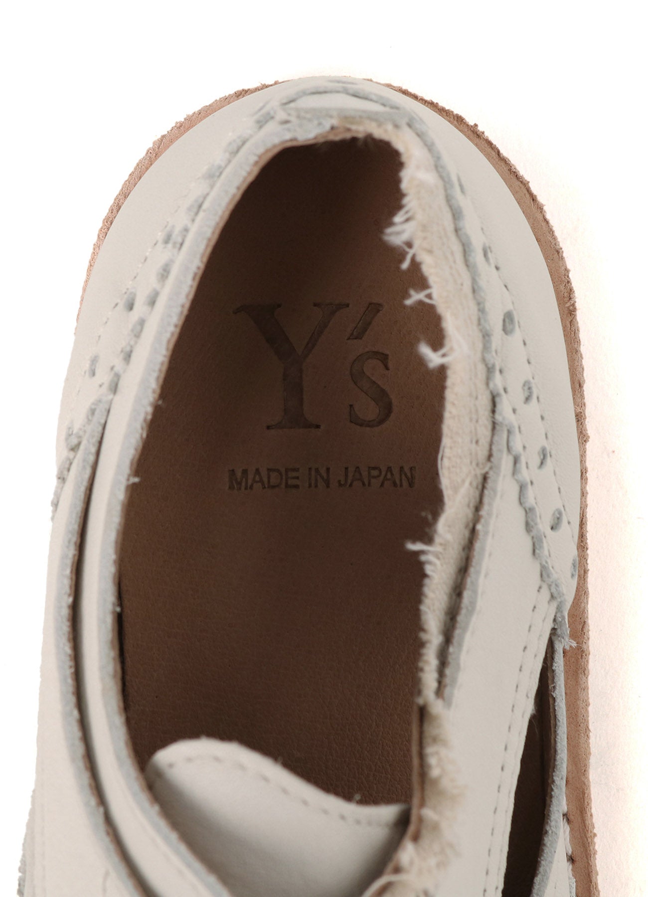 COTTON LINEN/LEATHER COMBINATION WING CHIP SHOES