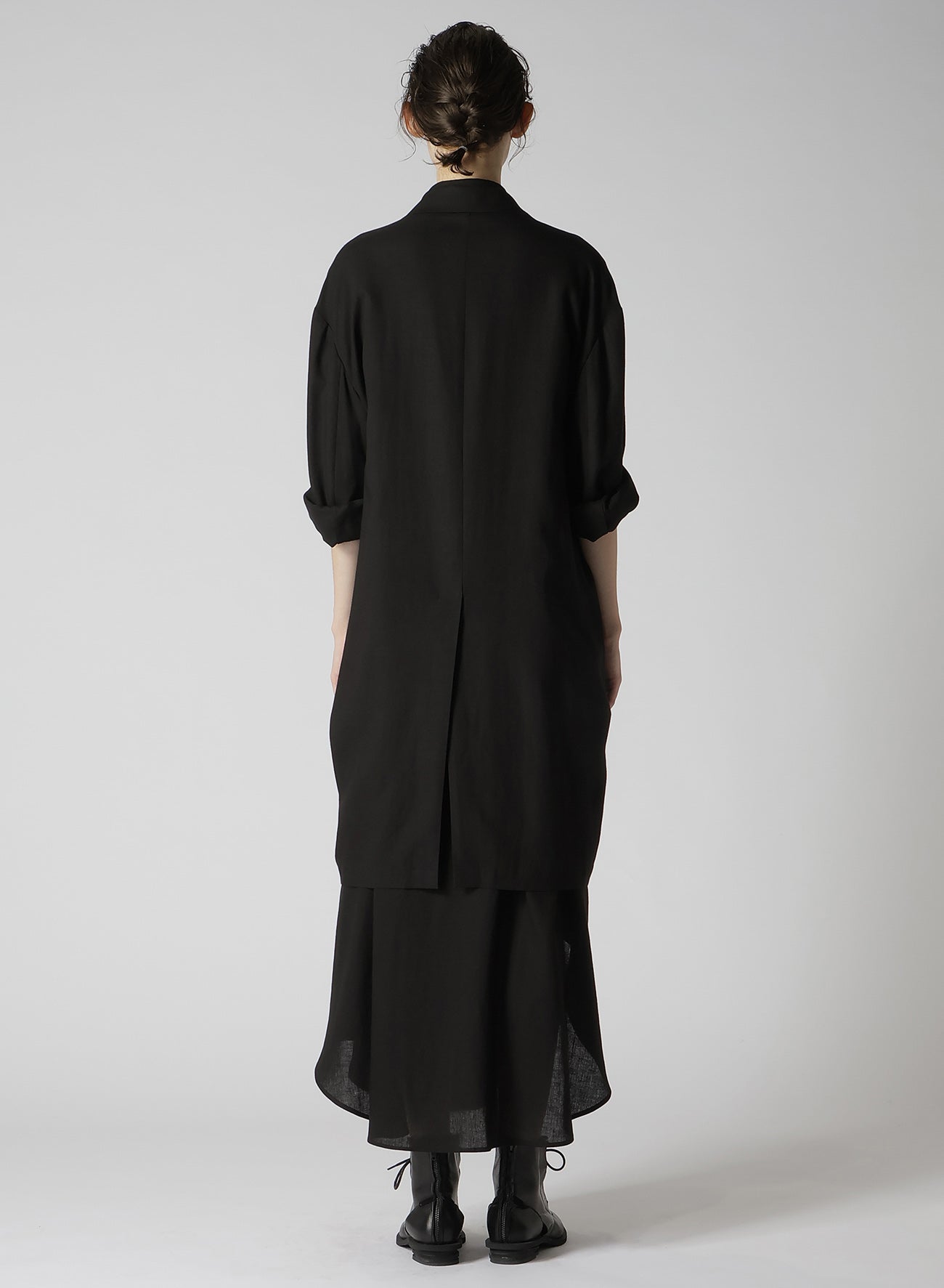 RAYON LINEN OPEN COLLAR TAILORED JACKET