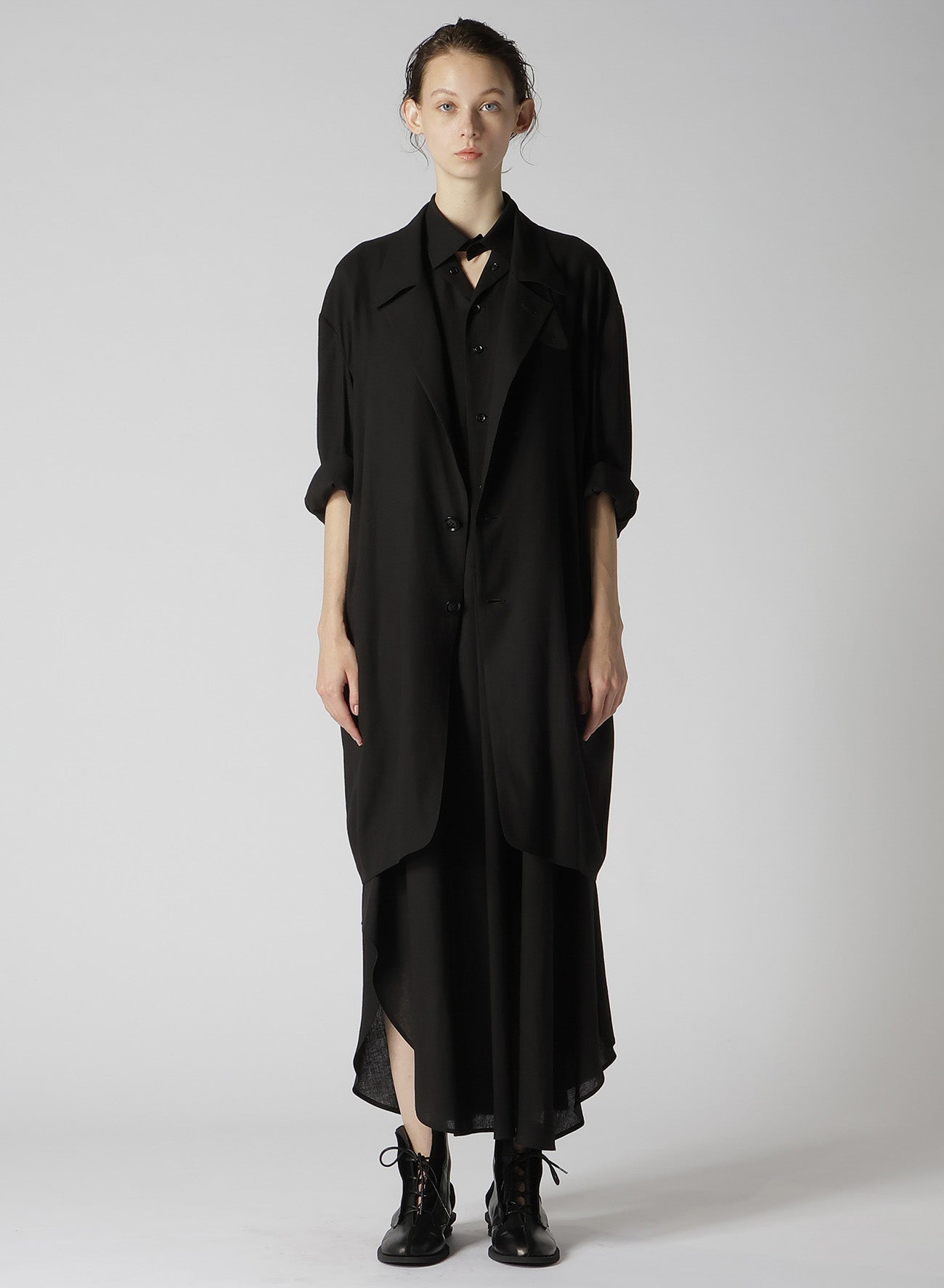 RAYON LINEN OPEN COLLAR TAILORED JACKET