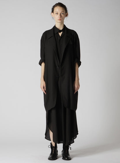 RAYON LINEN OPEN COLLAR TAILORED JACKET