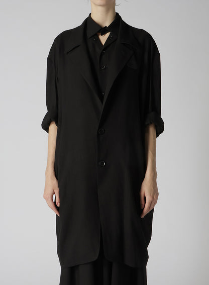 RAYON LINEN OPEN COLLAR TAILORED JACKET