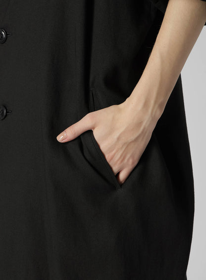 RAYON LINEN OPEN COLLAR TAILORED JACKET