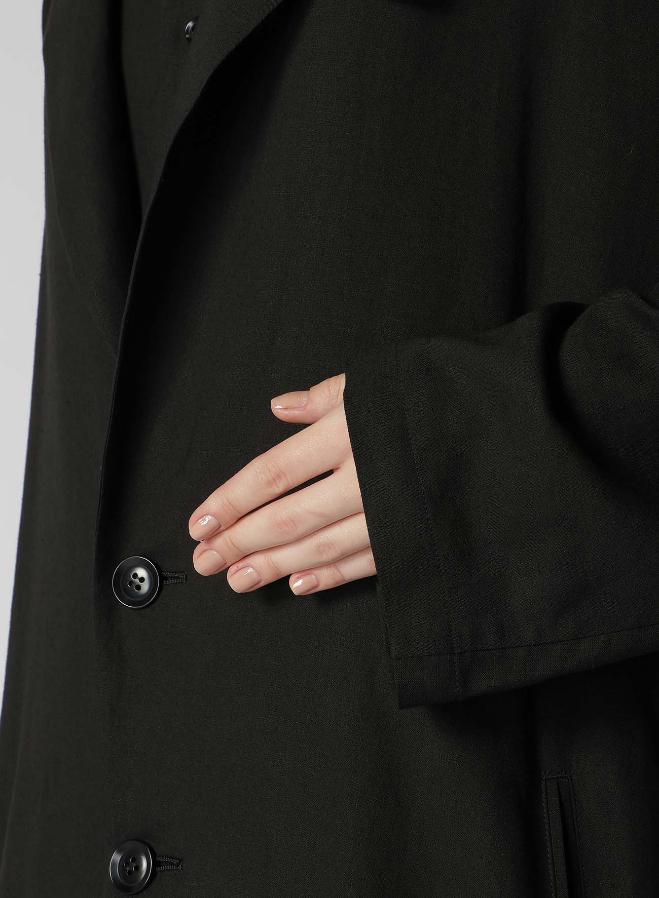 RAYON LINEN OPEN COLLAR TAILORED JACKET