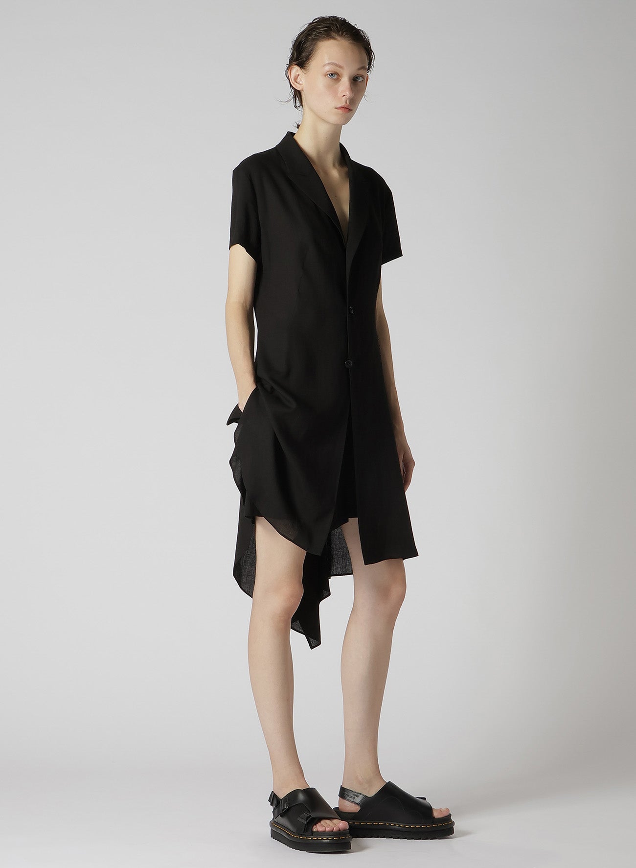 RAYON LINEN ASYMMETRIC SHIRT JACKET