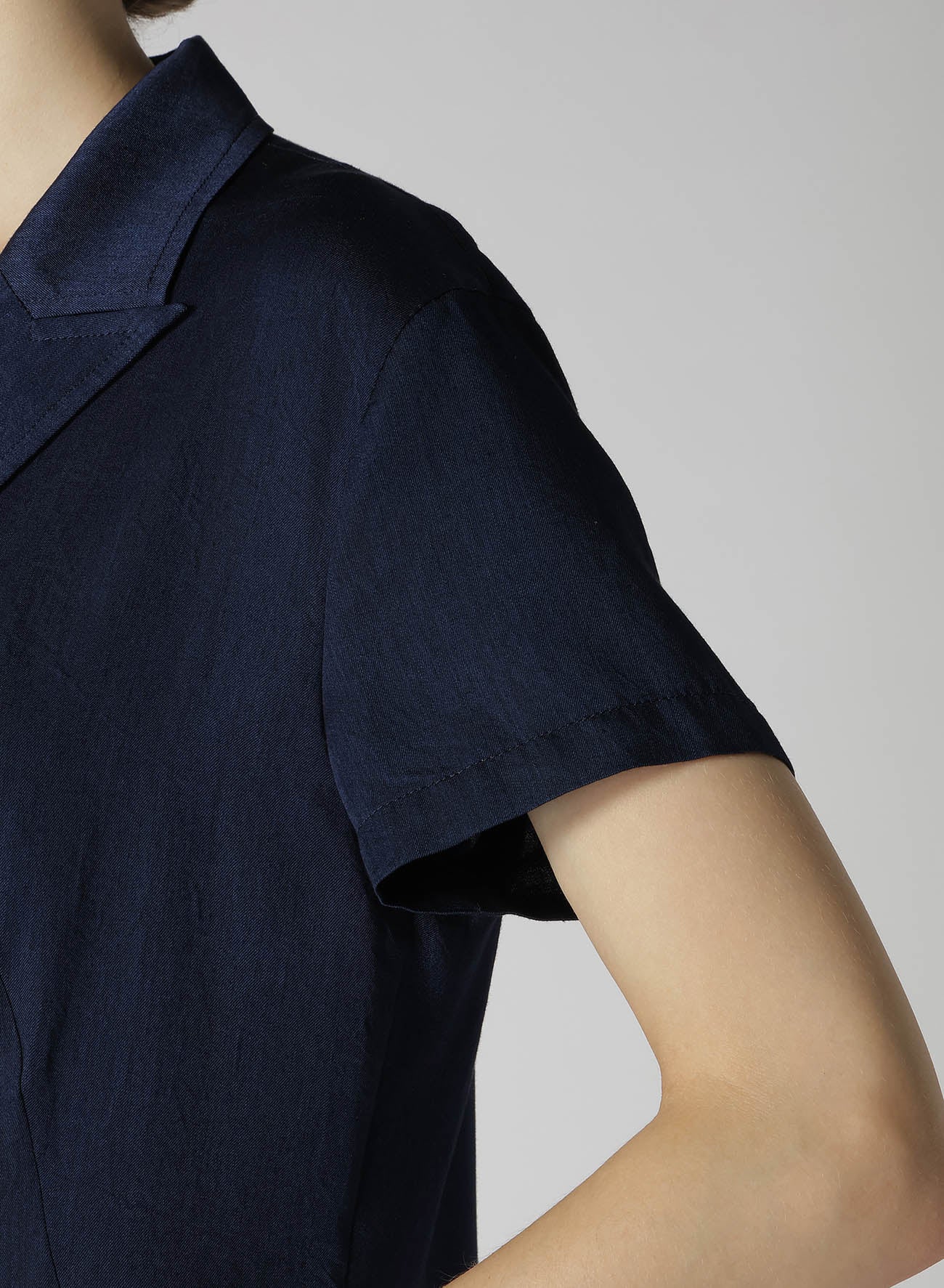 CUPRO DUNGAREE TWILL ASYMMETRY SHIRT JACKET