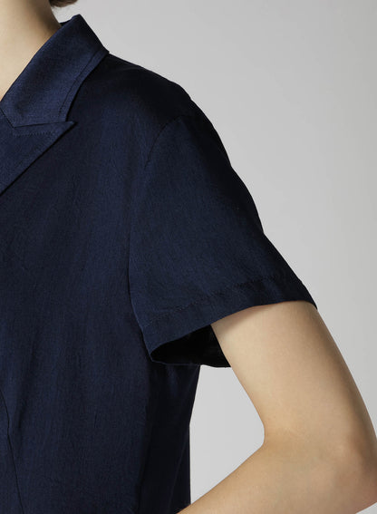 CUPRO DUNGAREE TWILL ASYMMETRY SHIRT JACKET