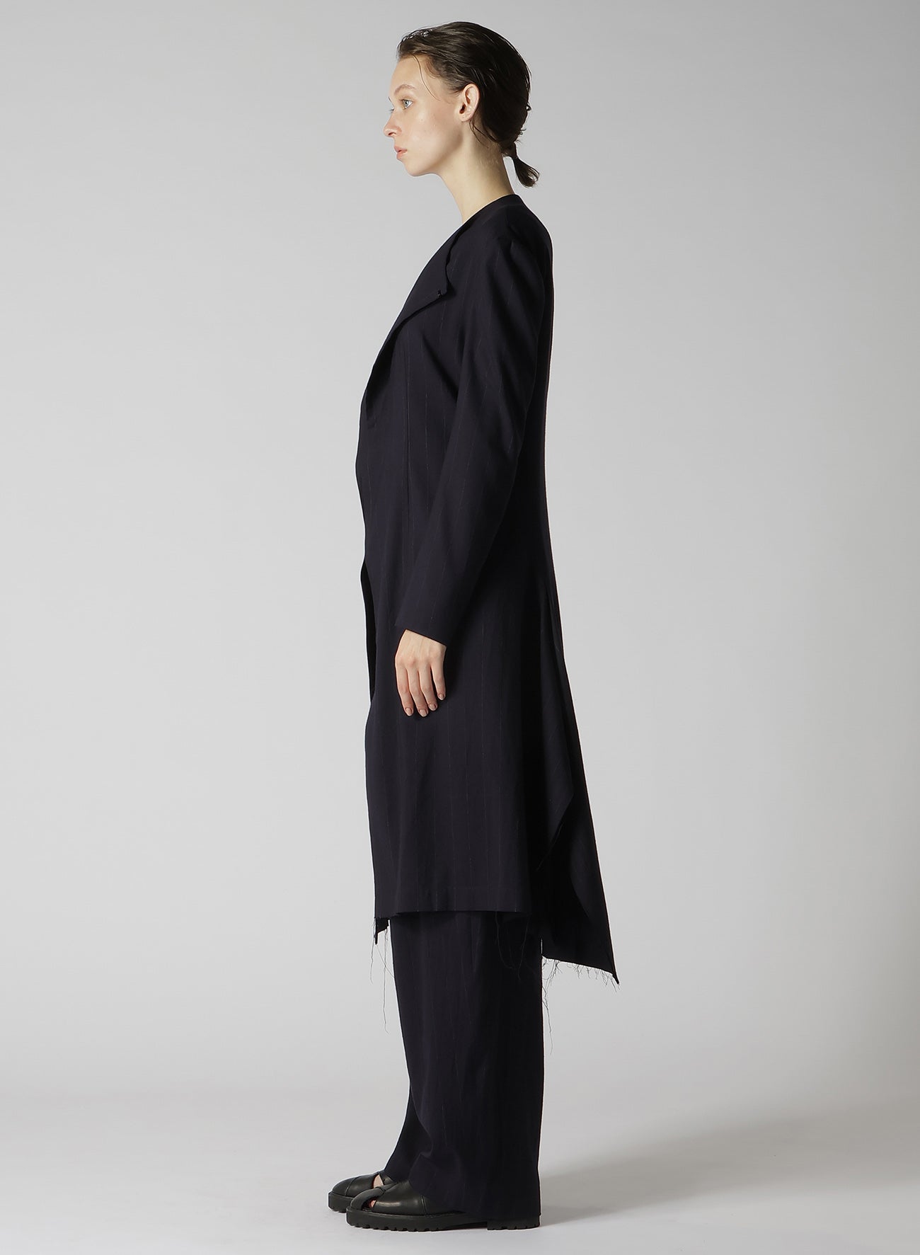 W/RY LIGHT STRIPE COLLAR LESS JACKET