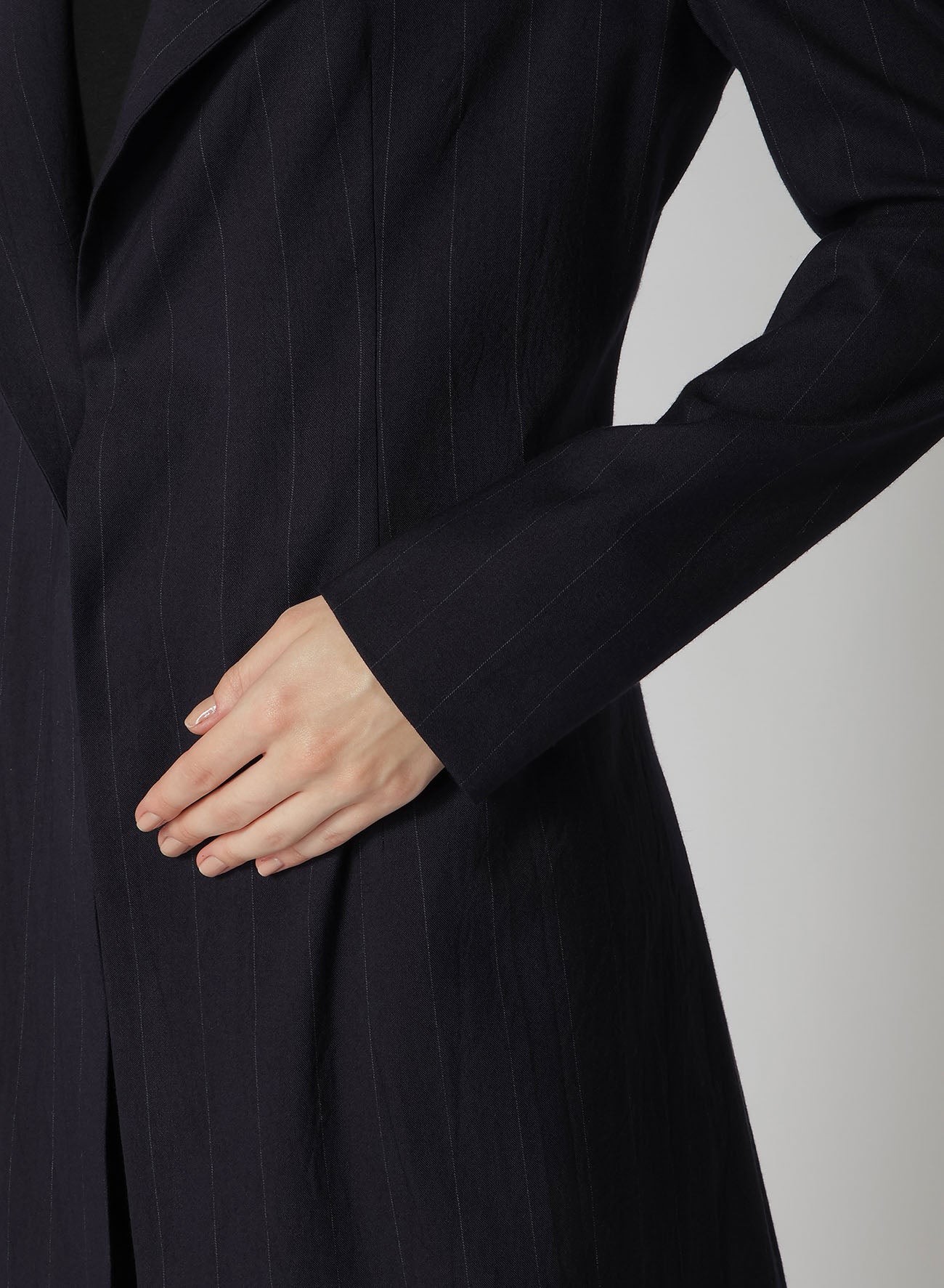 W/RY LIGHT STRIPE COLLAR LESS JACKET