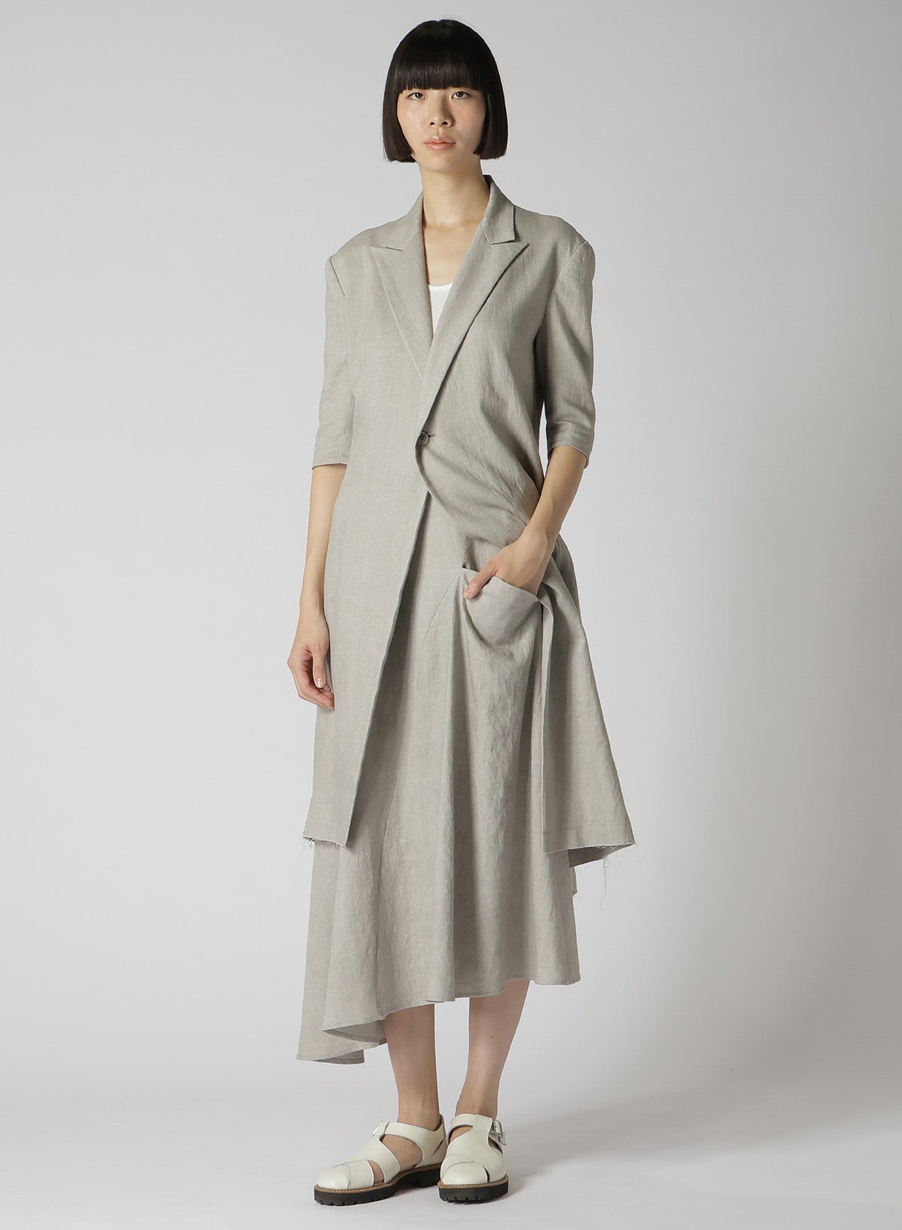 L/C INK DYED LIGHT DENIM HALF SLEEVE TAILORED JACKET