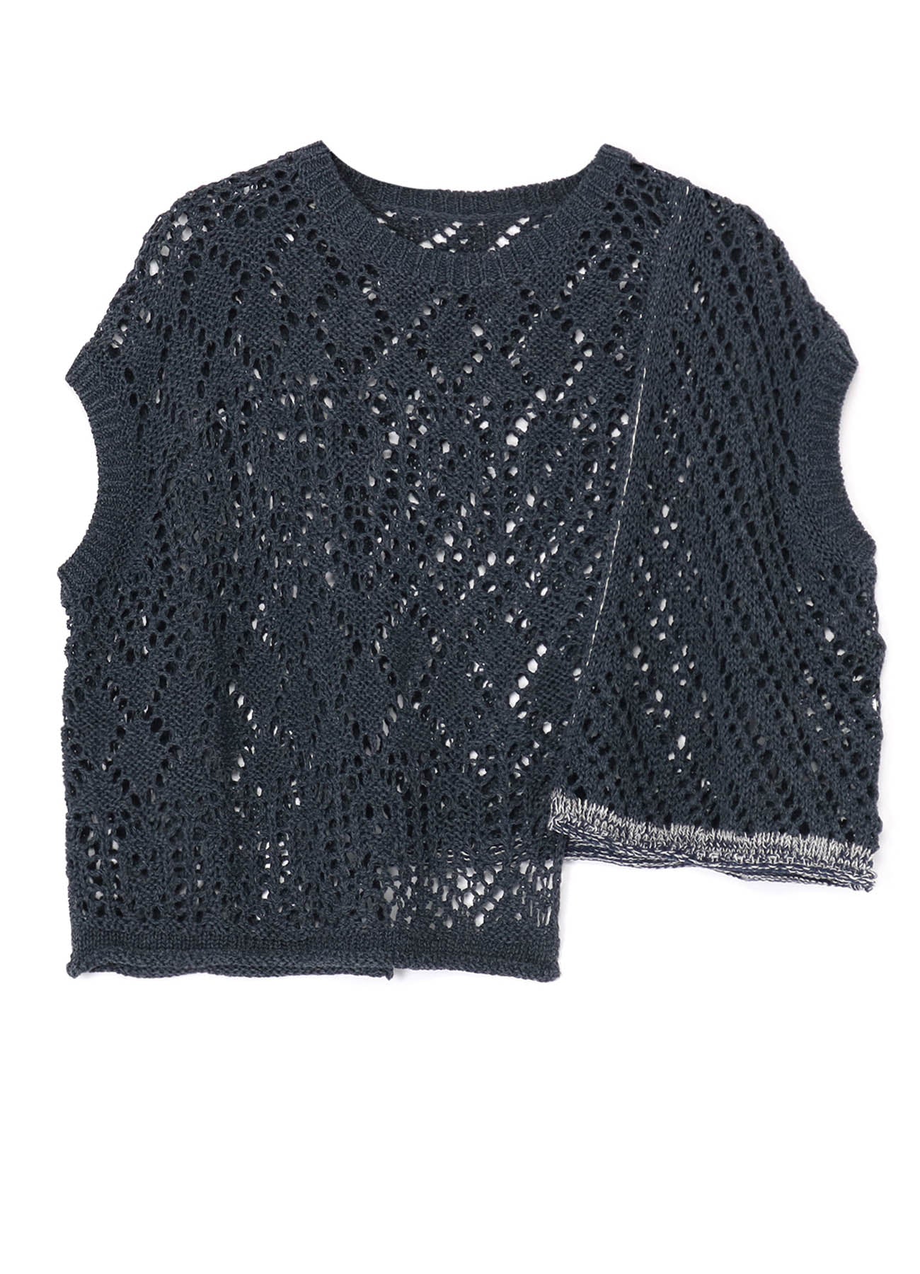 OPENWORK WEAVE PANEL UNEVEN PULLOVER KNIT