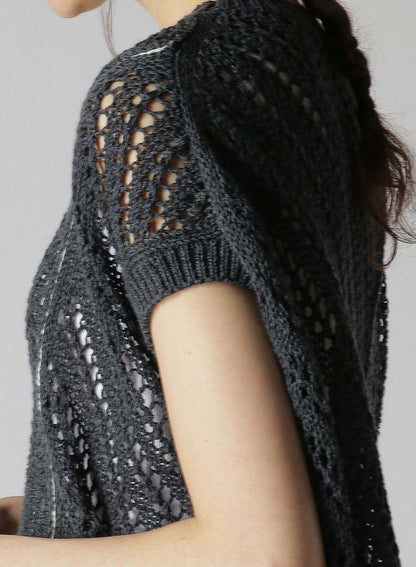 OPENWORK WEAVE PANEL UNEVEN PULLOVER KNIT