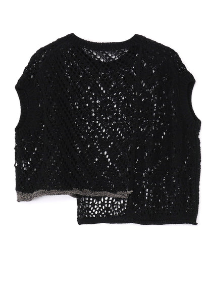 OPENWORK WEAVE PANEL UNEVEN PULLOVER KNIT